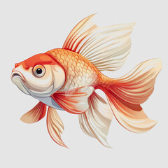 Fototapeta premium Colorful Goldfish with Flowing Fins and Realistic Details Swimming Gracefully in a Stylized Artistic Representation for Creative Projects