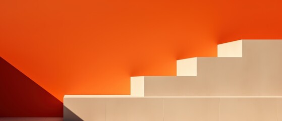 modern architectural design featuring steps against a vibrant orange wall
