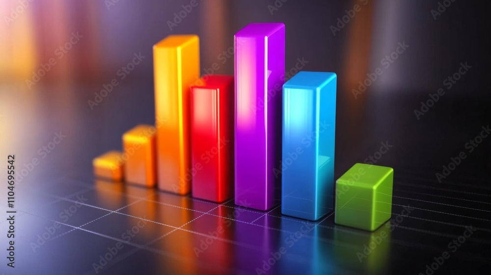 Leinwandbilder vibrant 3d graph showing data visualization and growth analysis
