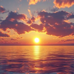 Fototapeta premium beautiful sunset over calm ocean waters