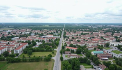 Obraz premium Residential neighborhood with neatly lined houses