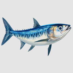 Fototapeta premium Realistic illustration of a vibrant blue fish swimming gracefully in clear water, showcasing intricate details of fins, scales, and natural beauty in aquatic life.