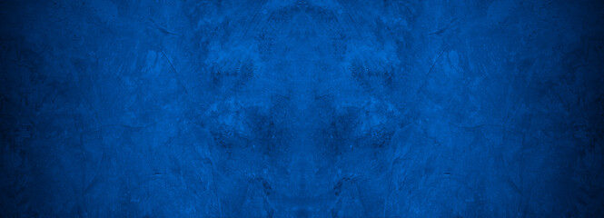 Old wall pattern texture cement blue dark abstract  blue color design are light with black gradient background.