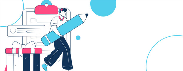 Invite friends to conduct questionnaire flat vector concept operation hand drawn illustration
