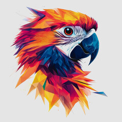 Obraz premium Vibrant Geometric Parrot Artwork Featuring Striking Colors and Intricate Design Elements for Modern Decor and Creative Projects