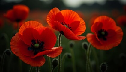 Fototapeta premium Blooming beauty A vibrant field of red poppies