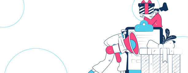 Invite friends to conduct questionnaire flat vector concept operation hand drawn illustration

