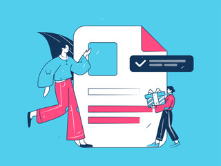 Invite friends to conduct questionnaire flat vector concept operation hand drawn illustration
