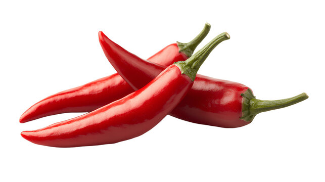 Dry Red Chili Peppers Isolated on Transparent Background Cutout