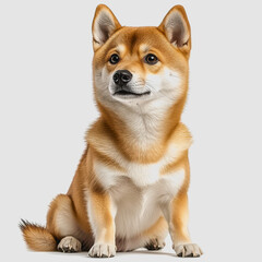 Adorable Shiba Inu Sitting Gracefully with a Soft Expression, Perfect for Pet Lovers and Animal Enthusiasts, Showcasing Its Charm and Personality in Bright Lighting