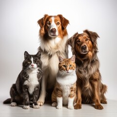 adorable pets posing together for a family portrait