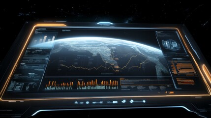 Futuristic Data Dashboard Displaying Earth from Space Perspective