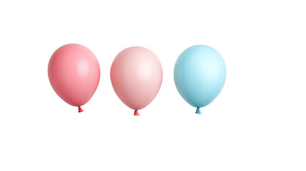 Red Pink and Blue Balloons Isolated on Transparent Background.