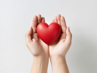 Obraz premium hands holding a red heart symbolizing love and care