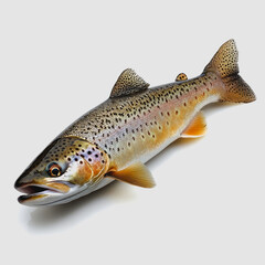 Obraz premium Realistic depiction of a brown trout showcasing detailed color patterns and textures, ideal for educational or culinary presentations of freshwater fish species.