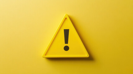 Caution symbol in bright yellow with exclamation mark, warning alert