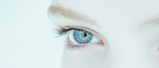 Fototapeta premium close-up of a human eye with striking blue iris and long eyelashes