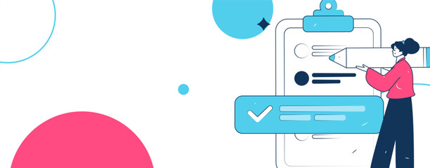 Invite friends to conduct questionnaire flat vector concept operation hand drawn illustration
