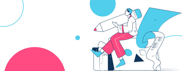 Invite friends to conduct questionnaire flat vector concept operation hand drawn illustration
