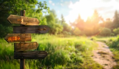 Naklejka premium Wooden road sign