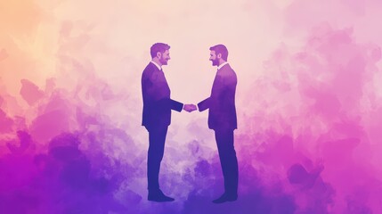 Abstract Watercolor of Two Colleagues Shaking Hands