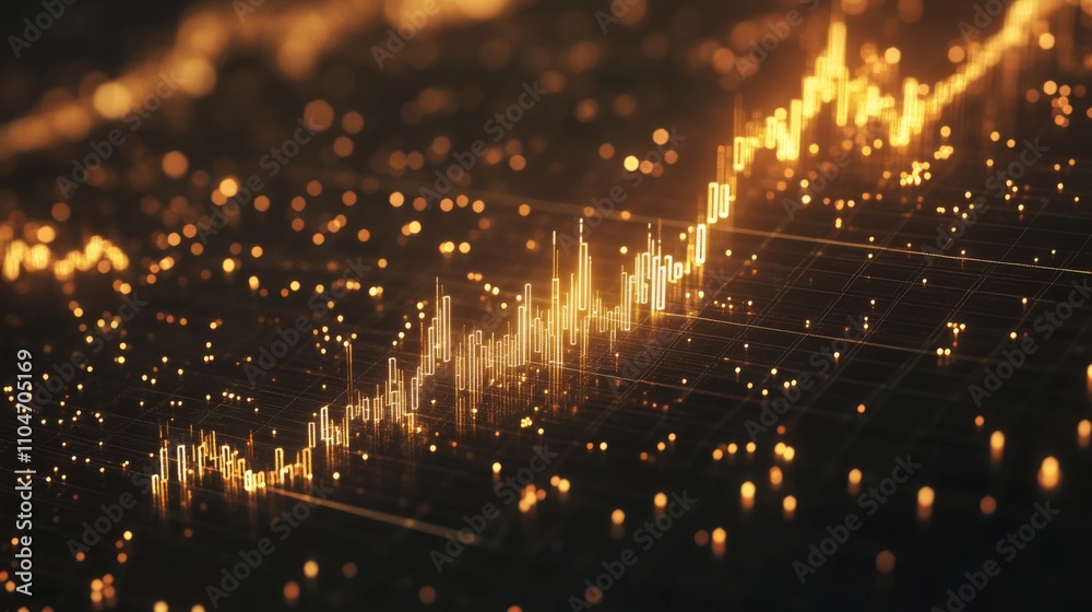 Aufkleber abstract financial market data visualization with golden elements