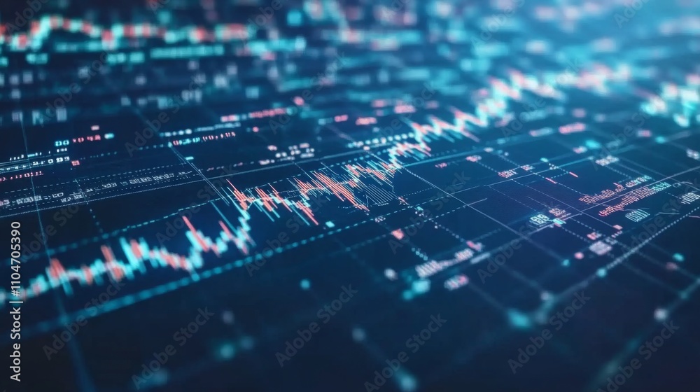 Aufkleber Abstract Digital Data Visualization with Graphs and Charts Design