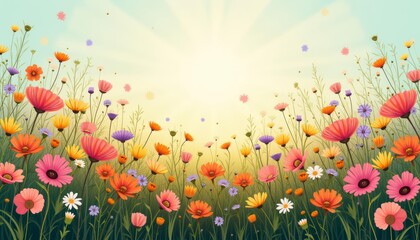 Blooming Sunshine  A Field of Colorful Flowers