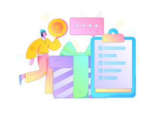 Invite friends to conduct questionnaire flat vector concept operation hand drawn illustration
