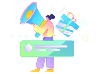 Invite friends to conduct questionnaire flat vector concept operation hand drawn illustration
