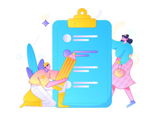 Invite friends to conduct questionnaire flat vector concept operation hand drawn illustration
