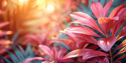 Fototapeta premium Vibrant Pink Leaves in Soft Focus Light