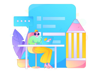 Invite friends to conduct questionnaire flat vector concept operation hand drawn illustration
