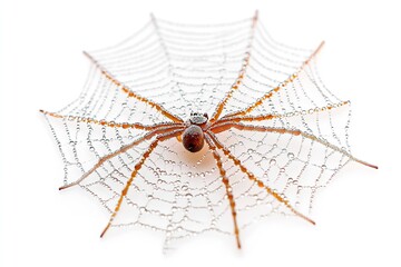 Obraz premium Excellent quality spider web isolated on a white backdrop. Generative Ai