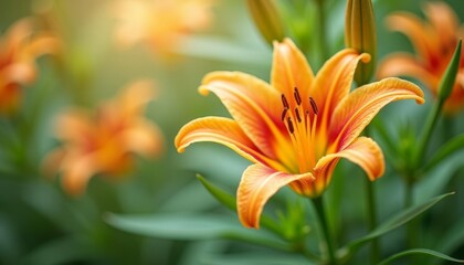 Fototapeta premium Vibrant lily bloom in bloom