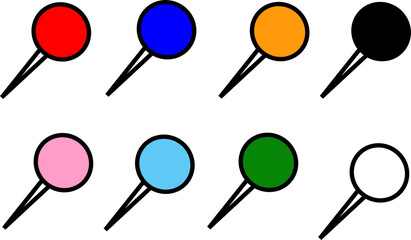 カラフルピンのイラストアイコンのセット