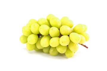 Shine muscat grape isolated on white background. Sweet green grape.