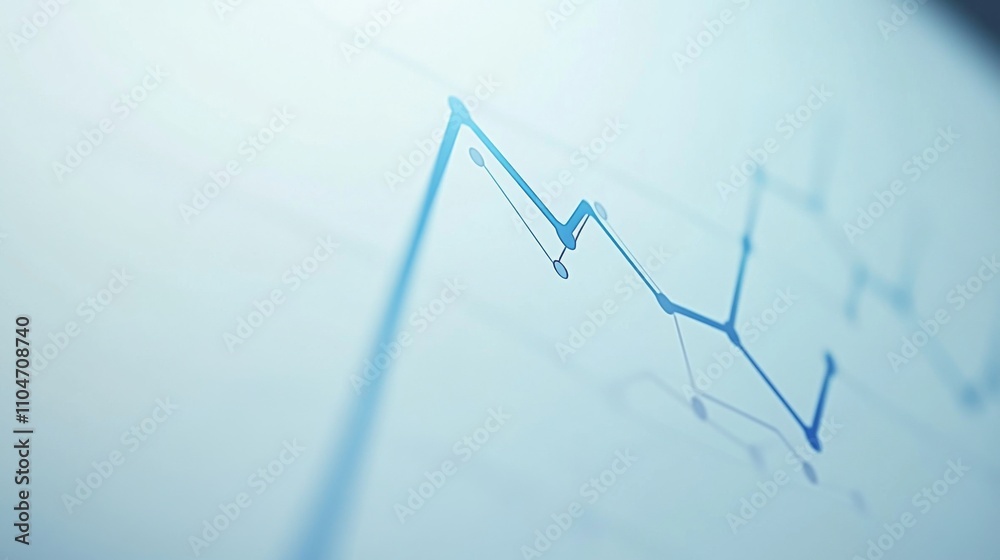 Poster abstract data visualization in blue tones with line graph elements