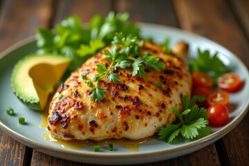  Deliciously grilled chicken with fresh avocado and cherry tomatoes