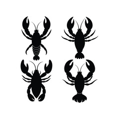 4 difference Lobster vector silhouette art illustration 