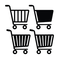 4 difference Shopping Cart vector silhouette 