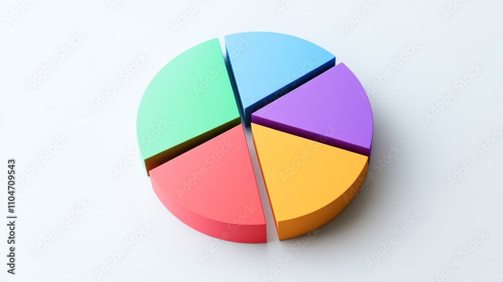 Aufkleber Colorful 3D Pie Chart Representation for Business Analysis and Reports