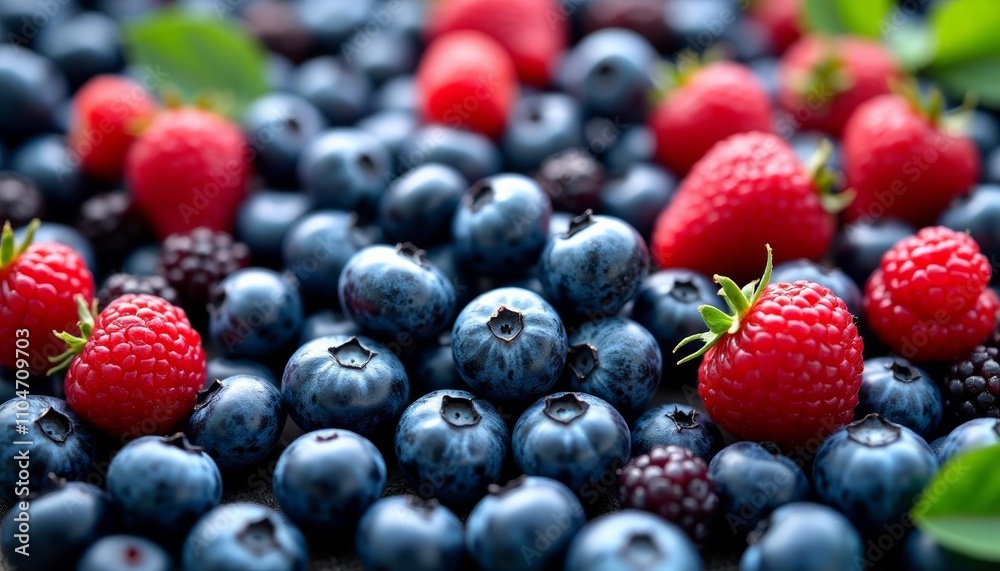 Poster  Fresh berries ripe and ready for a healthy snack