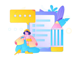 Invite friends to conduct questionnaire flat vector concept operation hand drawn illustration
