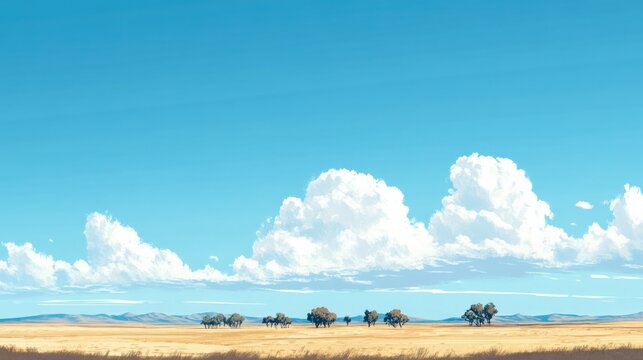 a serene landscape featuring rolling hills and a clear blue sky
