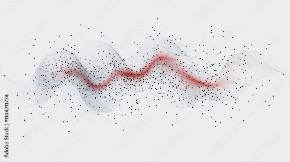 Poster abstract motion lines with dots and particles on light background