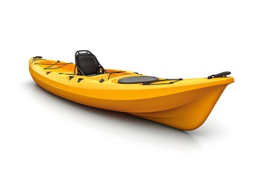 Excellent quality yellow kayak isolated on a white backdrop. Generative Ai
