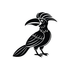Helmeted Hornbill silhouette vector