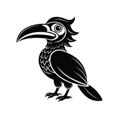 Helmeted Hornbill silhouette vector