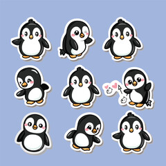 Naklejka premium collection of cute penguin vector stickers